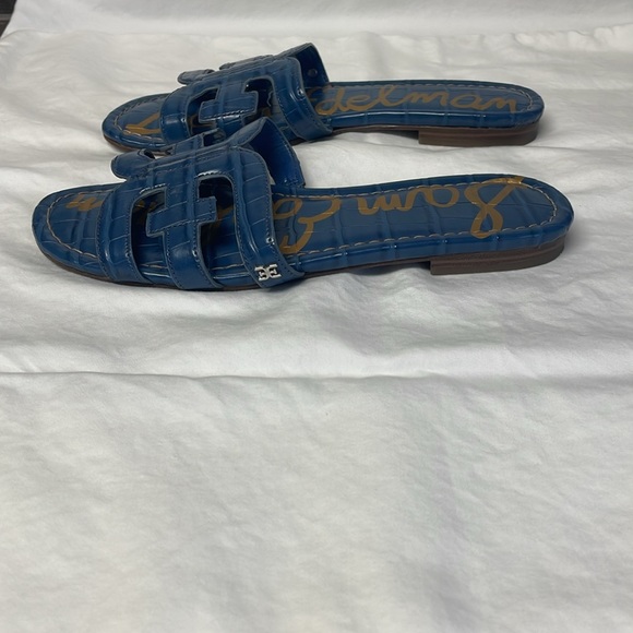Sam Edelman Bay Slide Sandals Blue Leather - Picture 3 of 7
